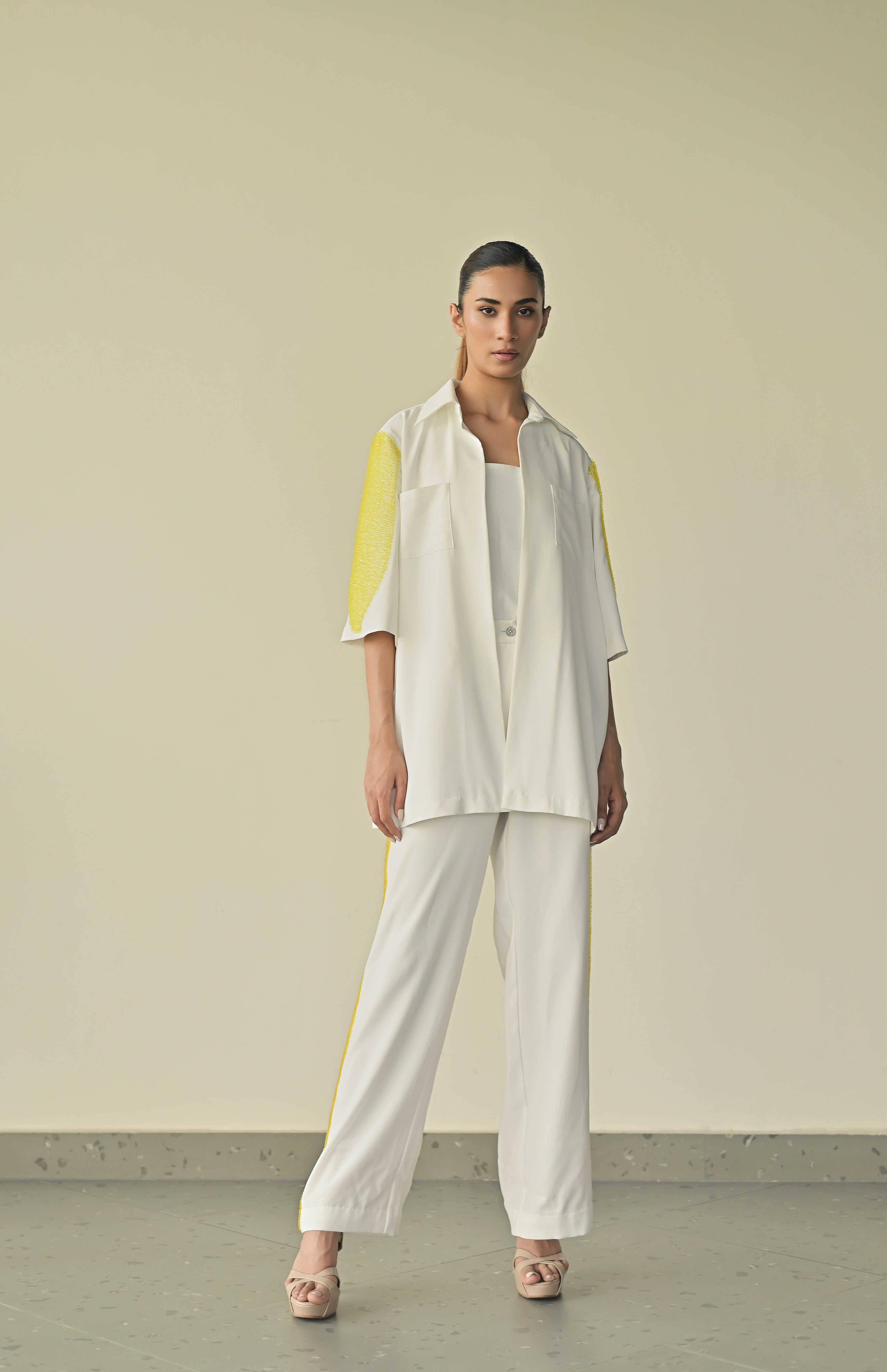 Long Crystal Patch Pocket Shirt