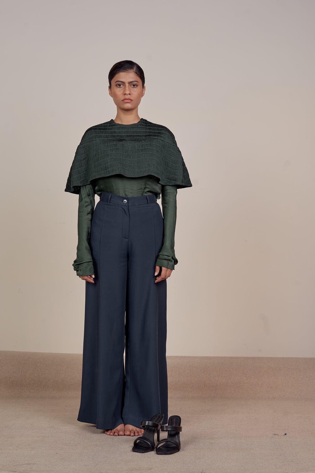 Forest Green Cape Flared Set