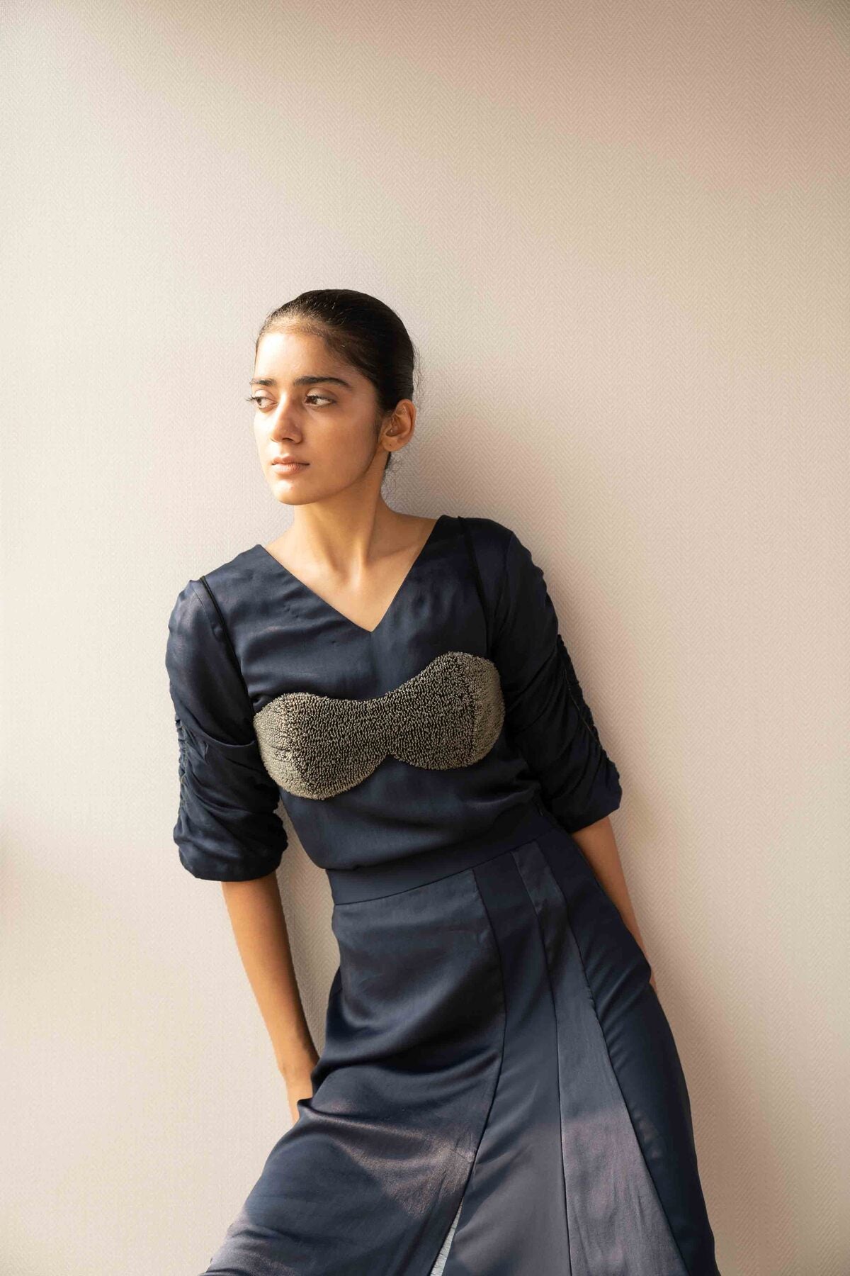 Space Blue Panelled Skirt