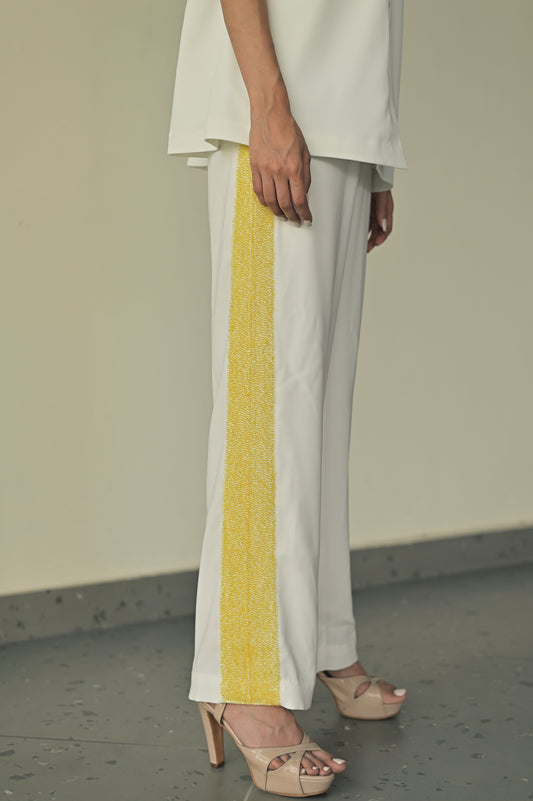 White Side Textured Trousers